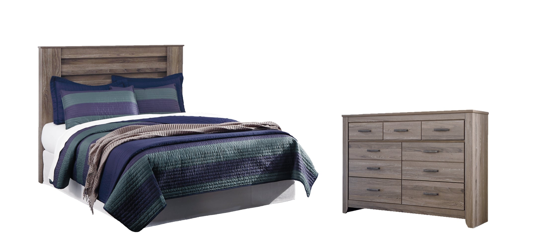 Zelen Queen/Full Panel Headboard Bed with Dresser