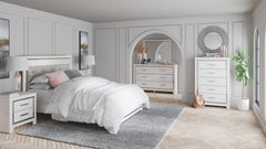 Altyra Queen Panel Headboard Bed with Mirrored Dresser and Chest - MyWaynesHome #