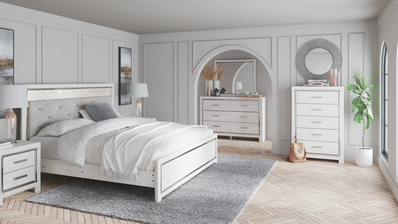 Altyra King Panel Headboard Bed with Mirrored Dresser and 2 Nightstands - MyWaynesHome #