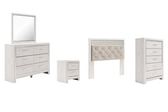 Altyra Queen Panel Headboard Bed with Mirrored Dresser, Chest and Nightstand - MyWaynesHome #