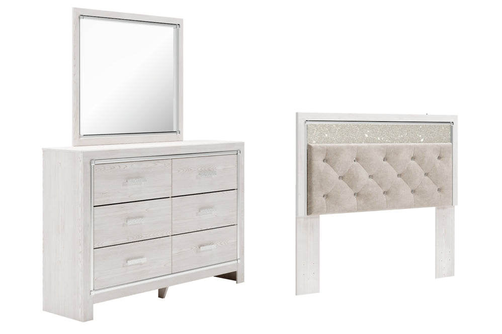 Altyra Queen Panel Headboard Bed with Mirrored Dresser - MyWaynesHome #