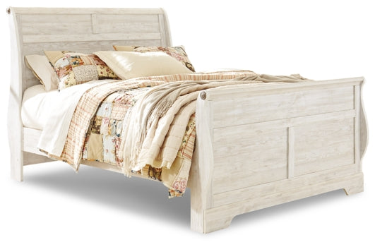 Willowton Queen Sleigh Bed with Mirrored Dresser - PKG004326