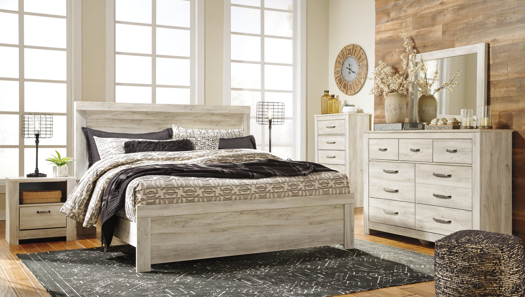 Bellaby Queen Panel Bed with Mirrored Dresser, Chest and Nightstand - MyWaynesHome #