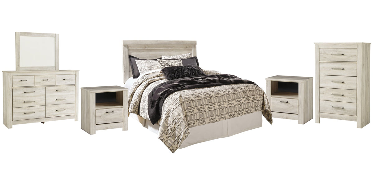 Bellaby Queen Panel Headboard Bed with Mirrored Dresser, Chest and 2 Nightstands - MyWaynesHome #