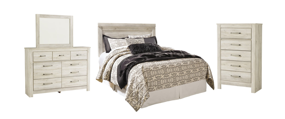 Bellaby Queen Panel Headboard Bed with Mirrored Dresser and Chest - MyWaynesHome #