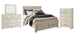 Bellaby Queen Platform Bed with 2 Storage Drawers with Mirrored Dresser and Chest - MyWaynesHome #