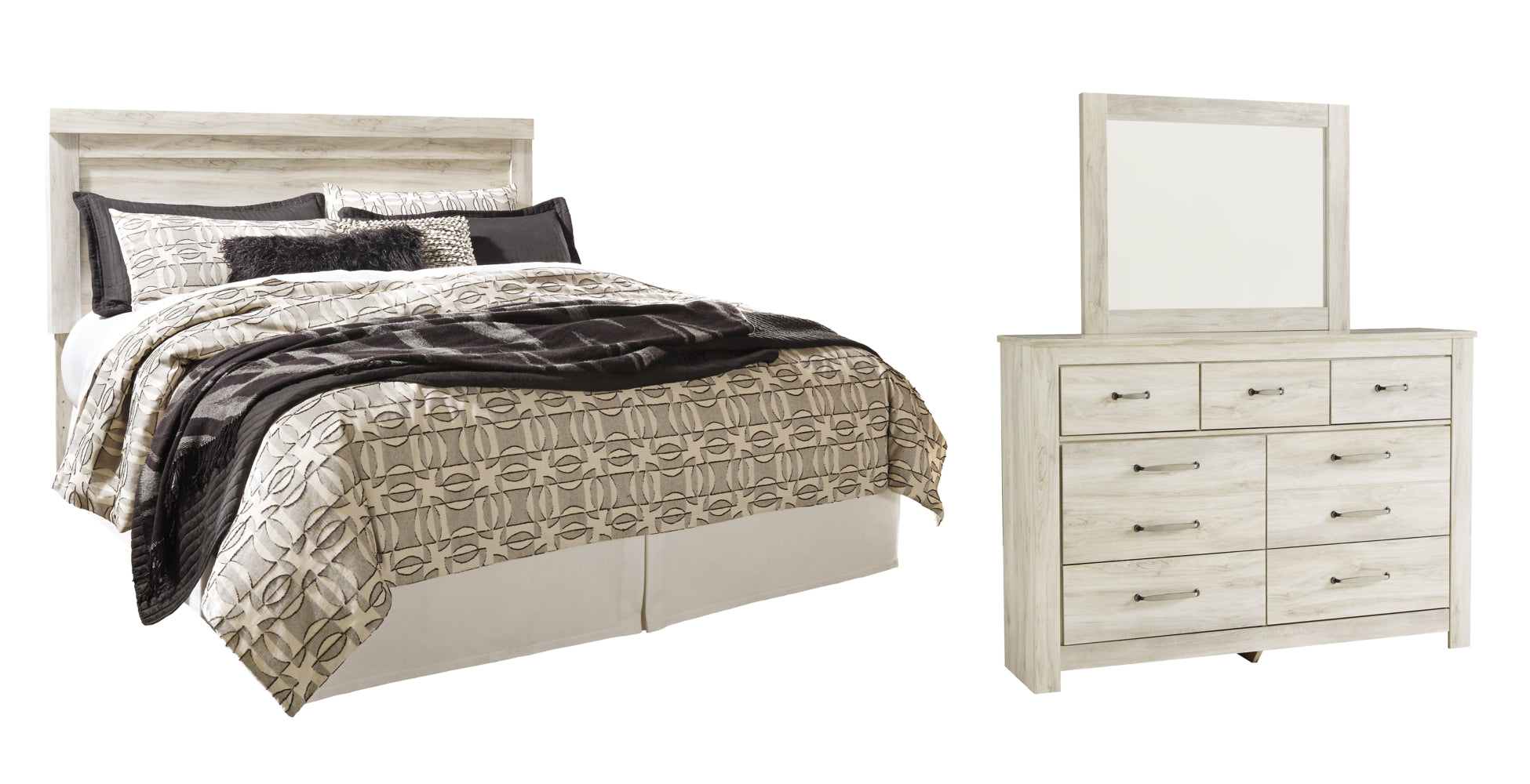 Bellaby Queen Panel Headboard Bed with Mirrored Dresser - MyWaynesHome #