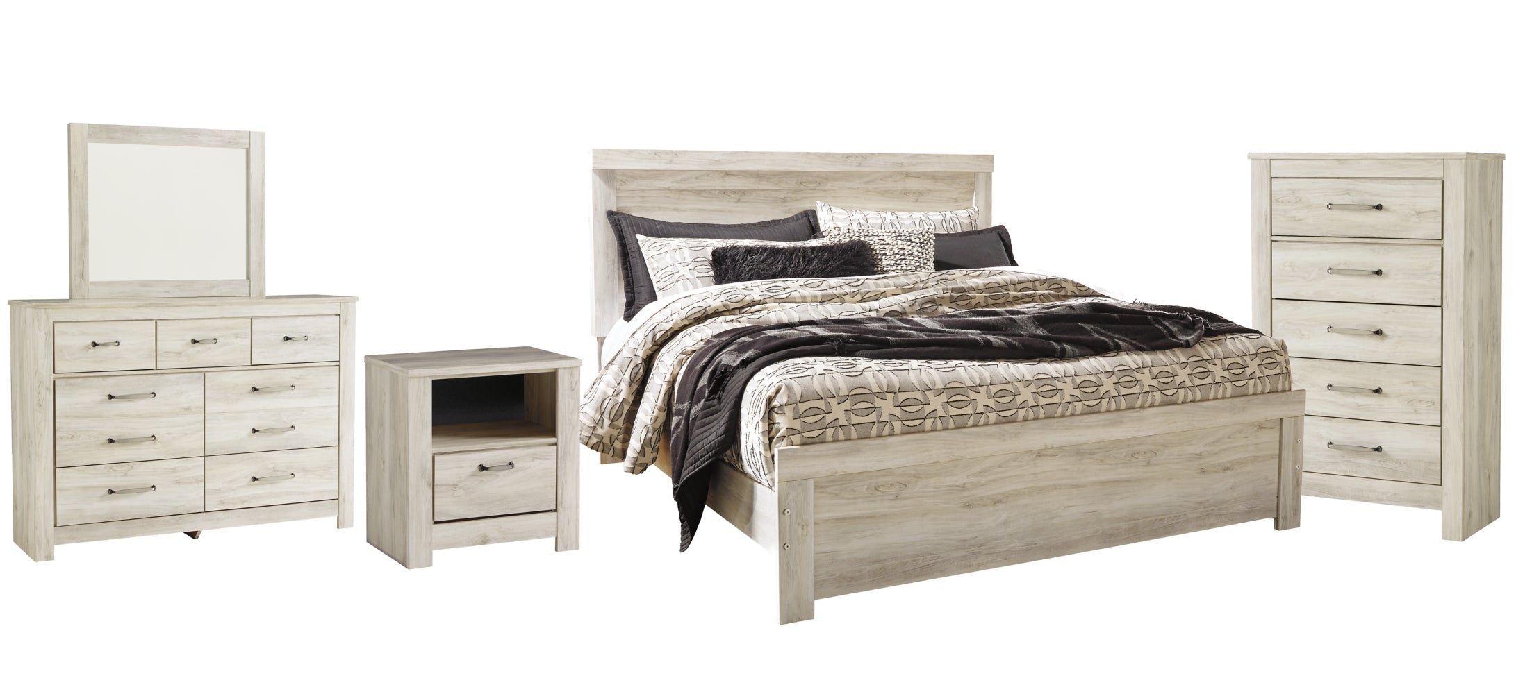 Bellaby Queen Panel Bed with Mirrored Dresser, Chest and Nightstand - MyWaynesHome #