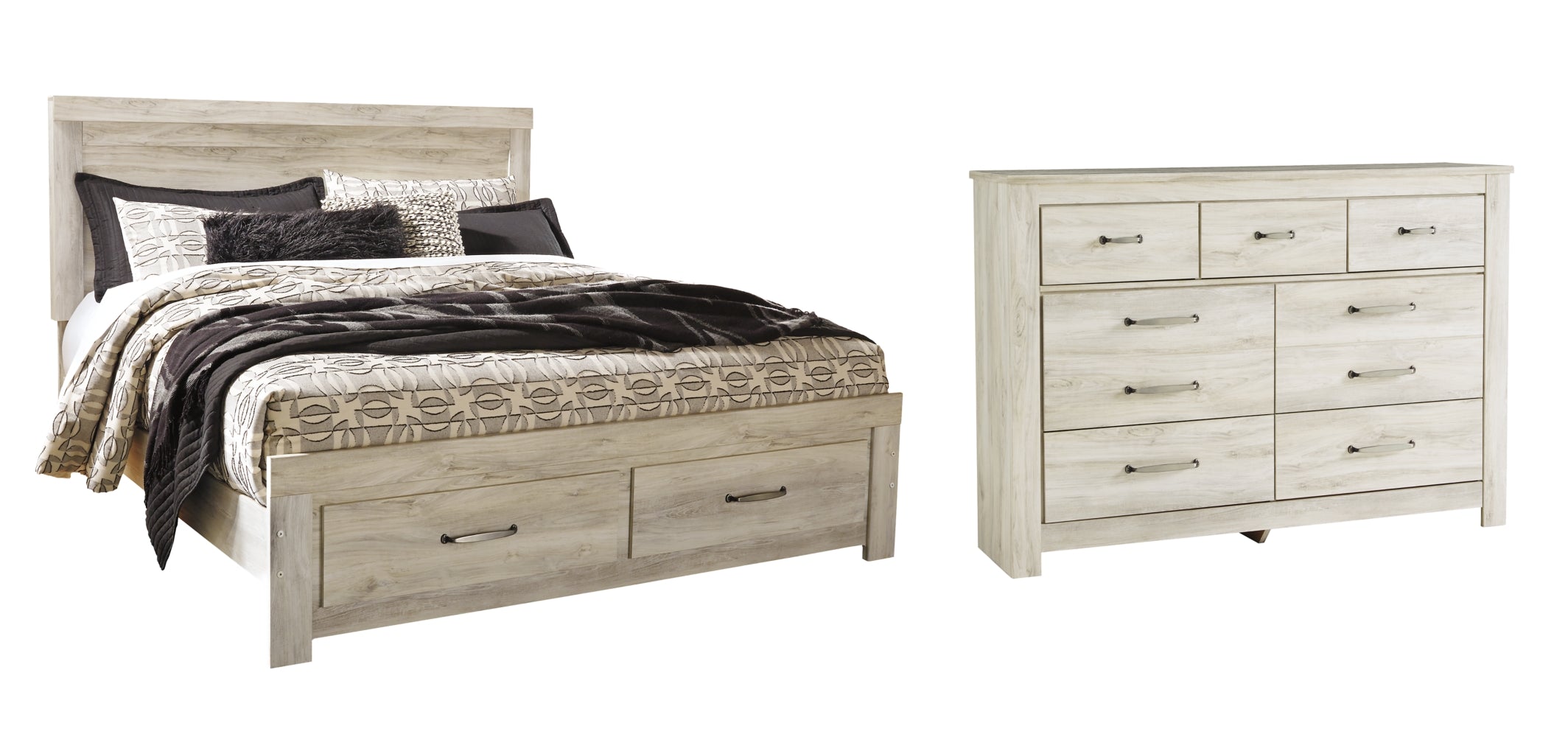 Bellaby Queen Platform Bed with 2 Storage Drawers with Dresser - MyWaynesHome #