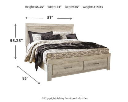 Bellaby King Platform Bed with 2 Storage Drawers with Mirrored Dresser and Nightstand - MyWaynesHome #