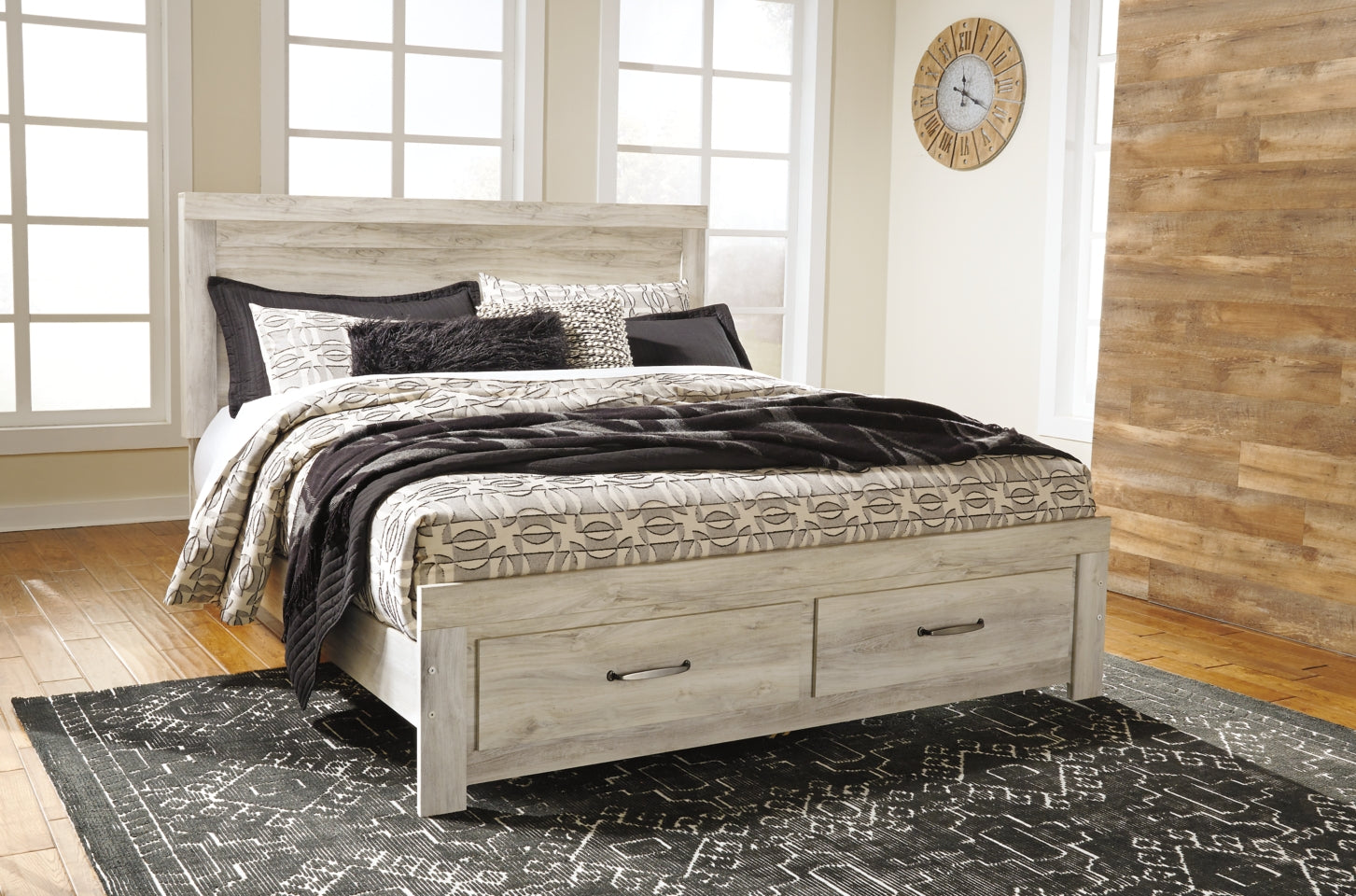 Bellaby Queen Platform Bed with 2 Storage Drawers with Mirrored Dresser - MyWaynesHome #