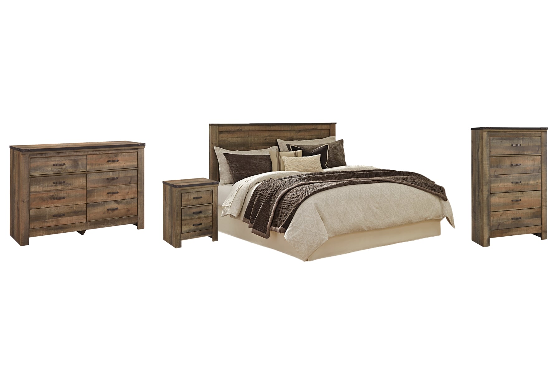 Trinell Queen Panel Headboard with Dresser, Chest and Nightstand - MyWaynesHome #
