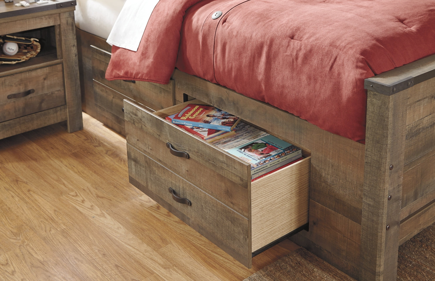 Trinell Panel Bed with 2 Storage Drawers - MyWaynesHome #