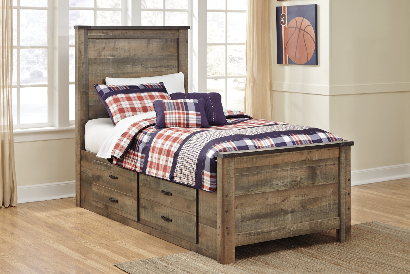 Trinell Panel Bed with 2 Storage Drawers - MyWaynesHome #