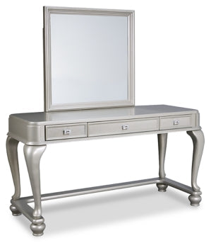 Coralayne Queen Upholstered Bed and Vanity with Mirror and Stool - MyWaynesHome #