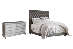 Coralayne California King Upholstered Bed with Dresser - MyWaynesHome #