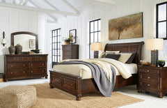 Porter Queen Sleigh Bed with Mirrored Dresser, Chest and 2 Nightstands - MyWaynesHome #
