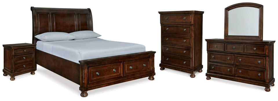 Porter Queen Sleigh Bed with Mirrored Dresser, Chest and Nightstand - MyWaynesHome #