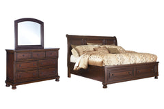 Porter Queen Sleigh Bed with Mirrored Dresser - MyWaynesHome #