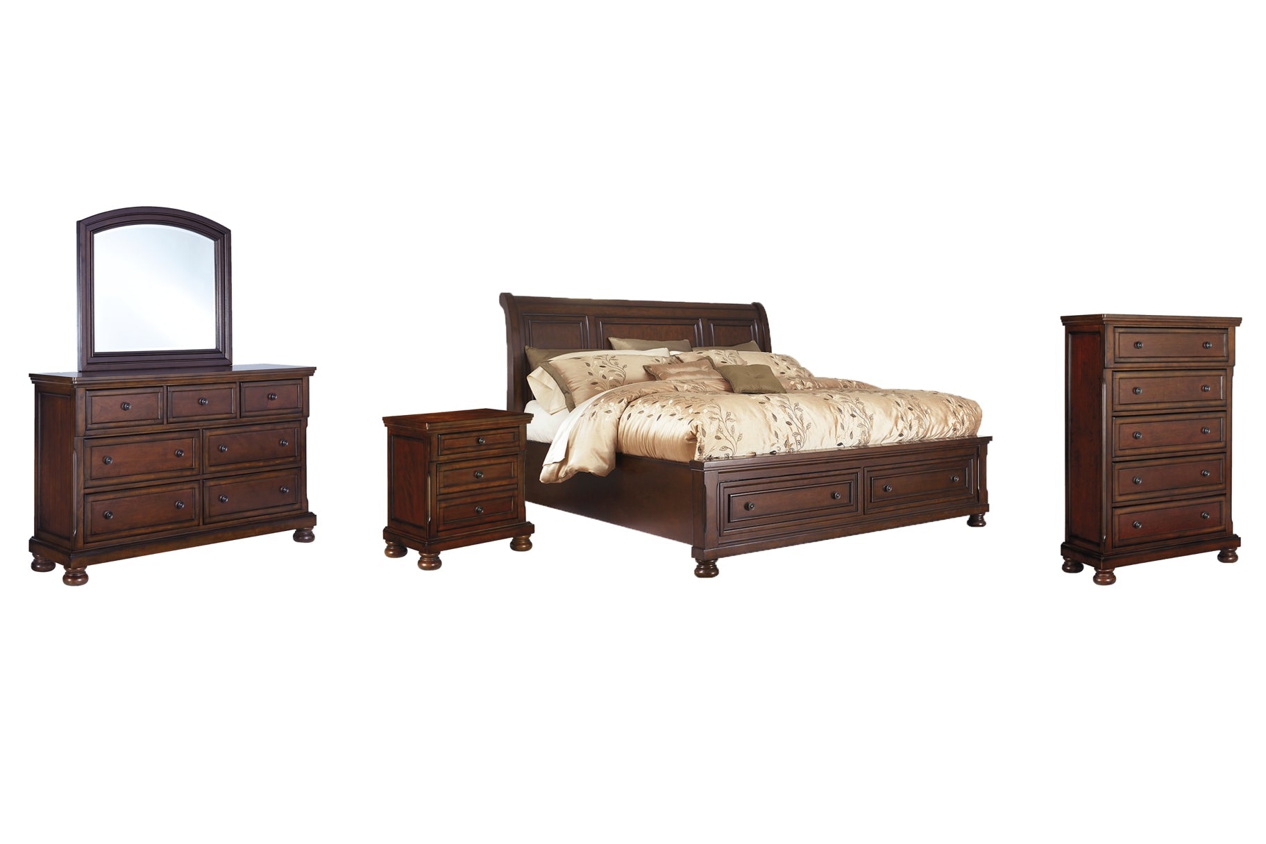 Porter Queen Sleigh Bed with Mirrored Dresser, Chest and Nightstand - MyWaynesHome #