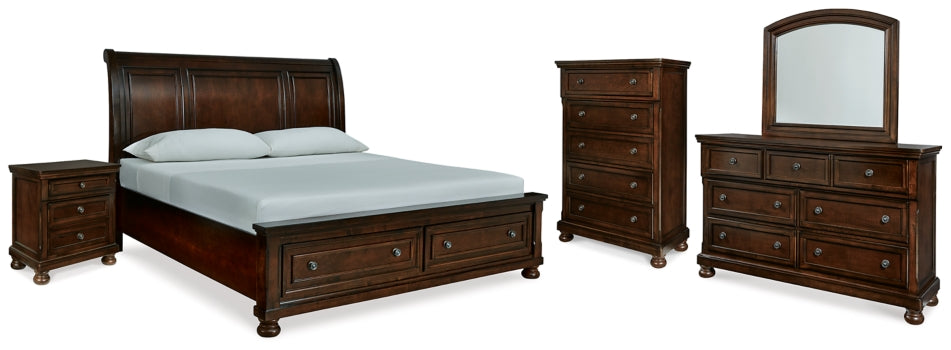 Porter Queen Sleigh Bed with Mirrored Dresser, Chest and Nightstand - MyWaynesHome #