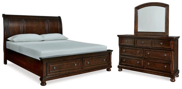 Porter Queen Sleigh Bed with Mirrored Dresser - MyWaynesHome #