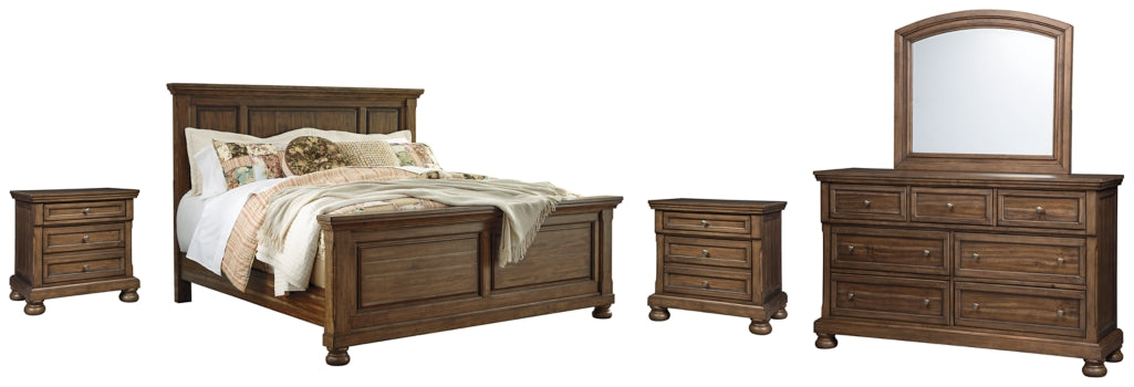 Flynnter Queen Panel Bed with Mirrored Dresser and 2 Nightstands - MyWaynesHome #