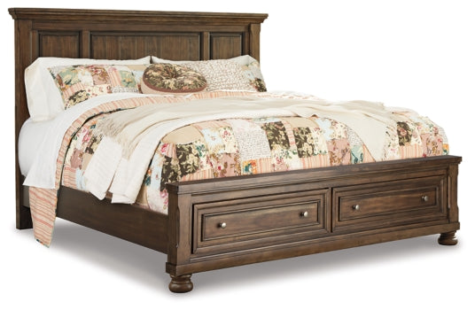 Flynnter Queen Panel Bed with 2 Storage Drawers with Dresser - MyWaynesHome #