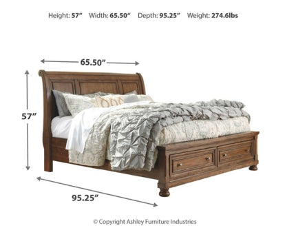 Flynnter Queen Sleigh Bed with 2 Storage Drawers with Dresser with Dresser - MyWaynesHome #