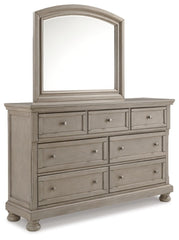 Lettner California King Panel Bed with Mirrored Dresser, Chest and 2 Nightstands - MyWaynesHome #