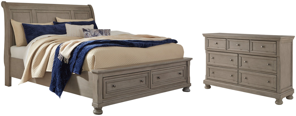 Lettner California King Sleigh Bed with Dresser - MyWaynesHome #