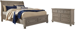 Lettner California King Sleigh Bed with Dresser - MyWaynesHome #