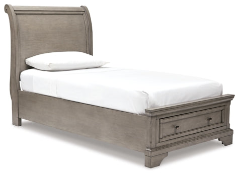 Lettner Twin Sleigh Bed with Mirrored Dresser - MyWaynesHome #