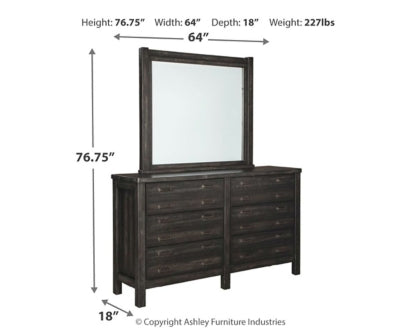 Baylow Queen Panel Bed with 4 Storage Drawers with Mirrored Dresser, Chest and 2 Nightstands - MyWaynesHome #