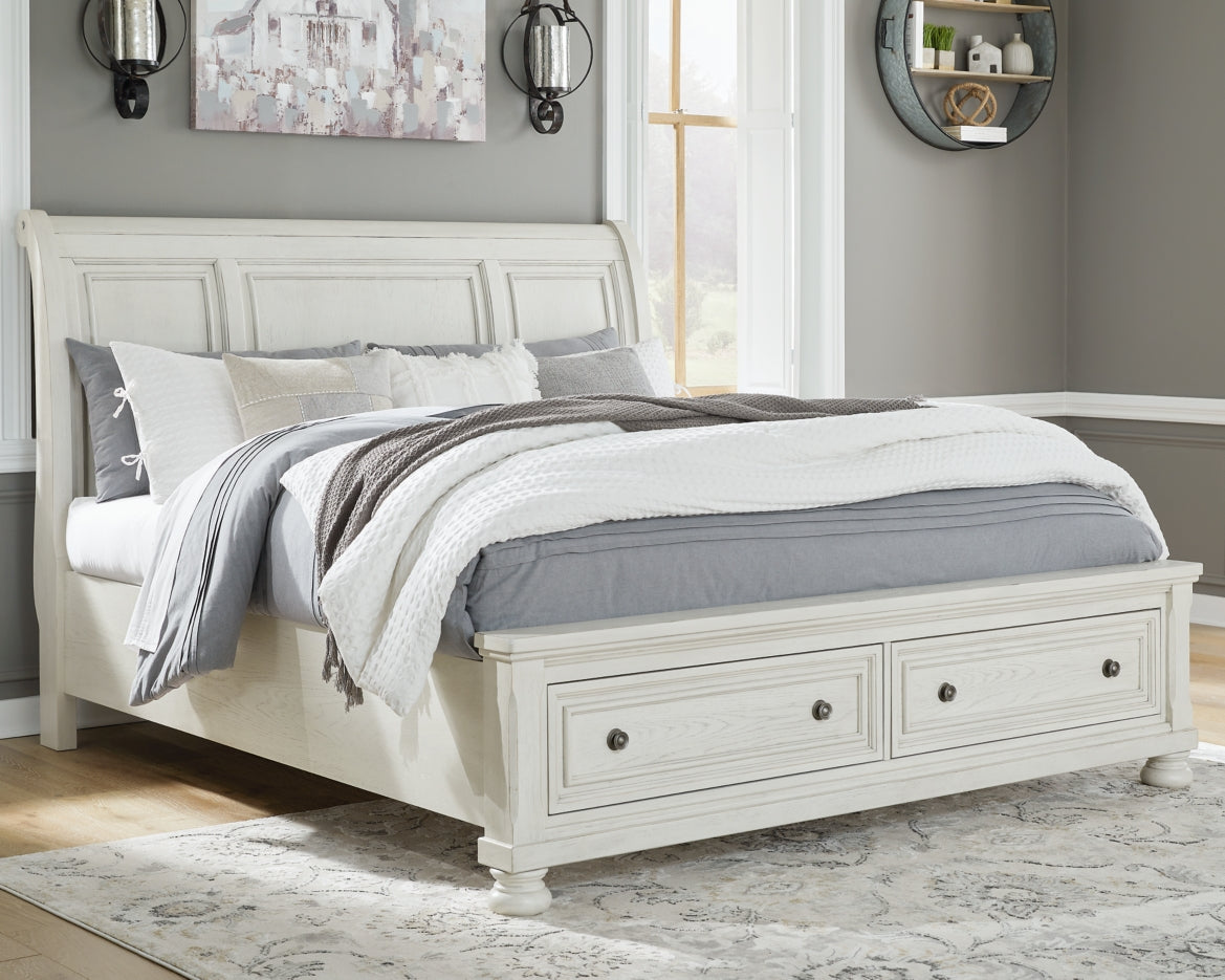 Robbinsdale Queen Sleigh Bed with Storage - MyWaynesHome #