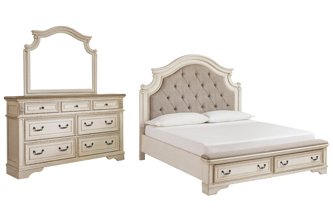 Realyn Queen Upholstered Bed with Mirrored Dresser - MyWaynesHome #