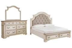 Realyn Queen Upholstered Bed with Mirrored Dresser - MyWaynesHome #