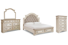 Realyn California King Upholstered Bed with Mirrored Dresser and Chest - MyWaynesHome #