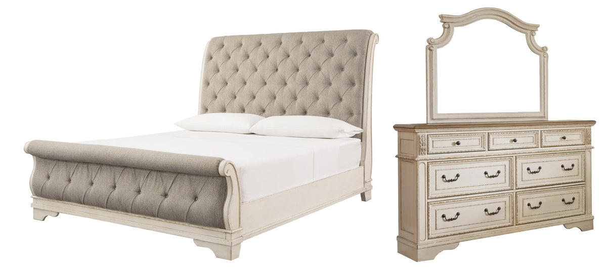 Realyn Queen Sleigh Bed with Mirrored Dresser - MyWaynesHome #