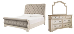 Realyn Queen Sleigh Bed with Mirrored Dresser - MyWaynesHome #