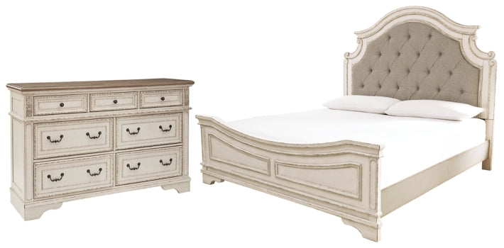 Realyn Queen Upholstered Panel Bed with Dresser - MyWaynesHome #