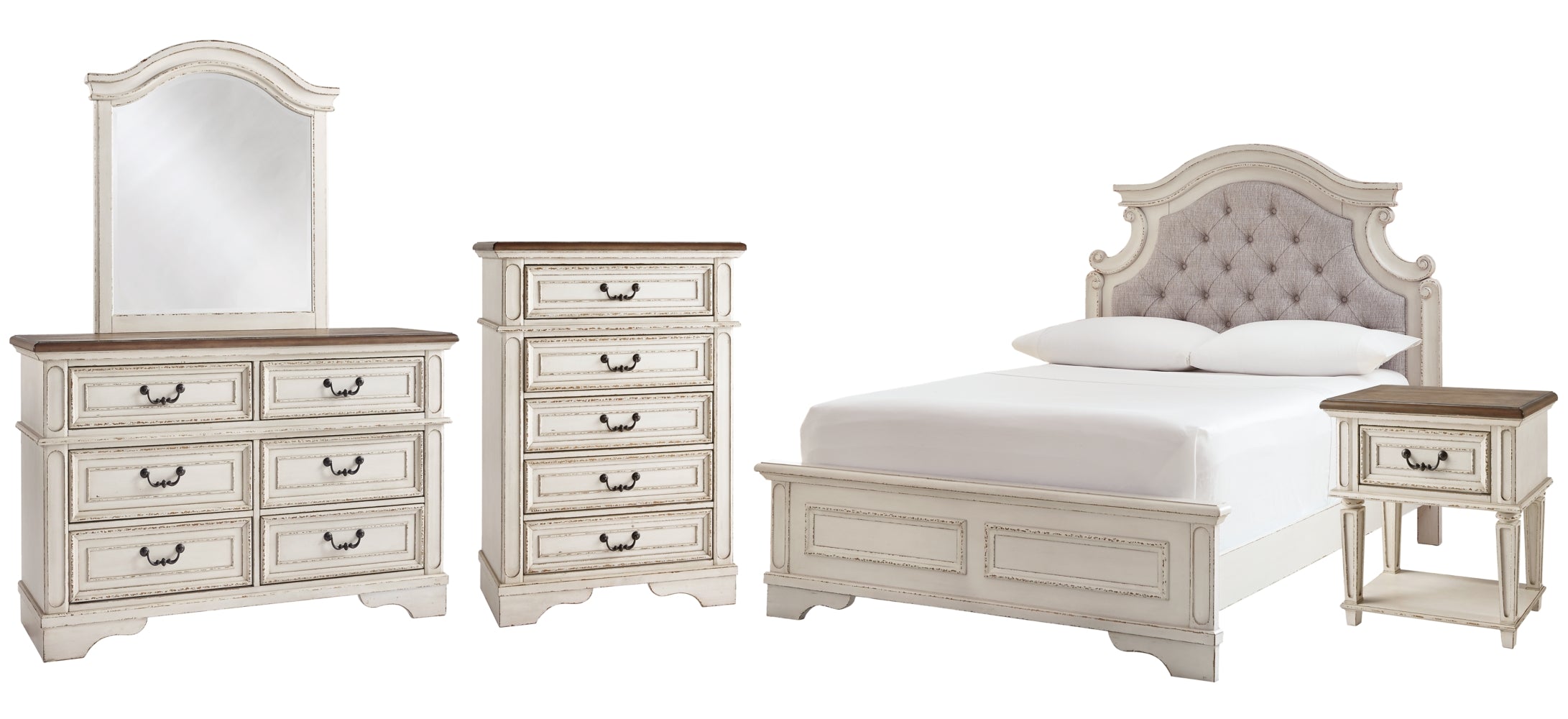 Realyn Full Panel Bed with Mirrored Dresser, Chest and Nightstand - MyWaynesHome #
