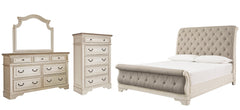 Realyn Queen Sleigh Bed with Mirrored Dresser and 2 Nightstands - MyWaynesHome #