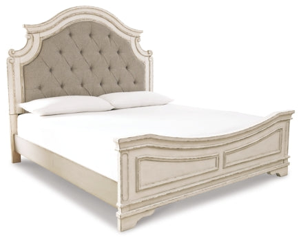 Realyn Queen Upholstered Panel Bed with Mirrored Dresser and 2 Nightstands - MyWaynesHome #