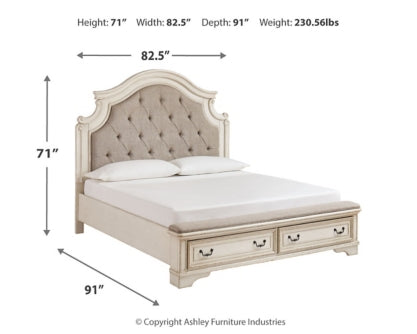 Realyn California King Upholstered Bed with Mirrored Dresser and Chest - MyWaynesHome #