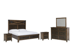 Wyattfield King Panel Bed with Mirrored Dresser and 2 Nightstands - MyWaynesHome #