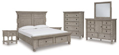 Harrastone Queen Panel Bed with Mirrored Dresser, Chest and 2 Nightstands - MyWaynesHome #