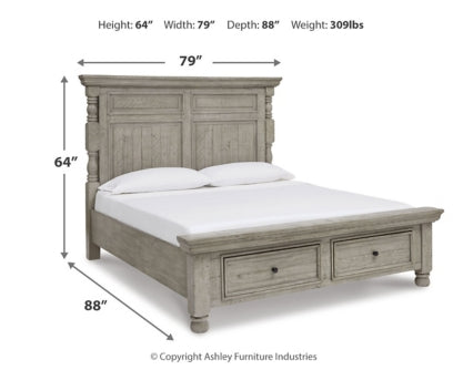 Harrastone King Panel Bed with Mirrored Dresser and 2 Nightstands - MyWaynesHome #