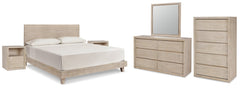 Michelia California King Panel Bed with Mirrored Dresser, Chest and 2 Nightstands - MyWaynesHome #