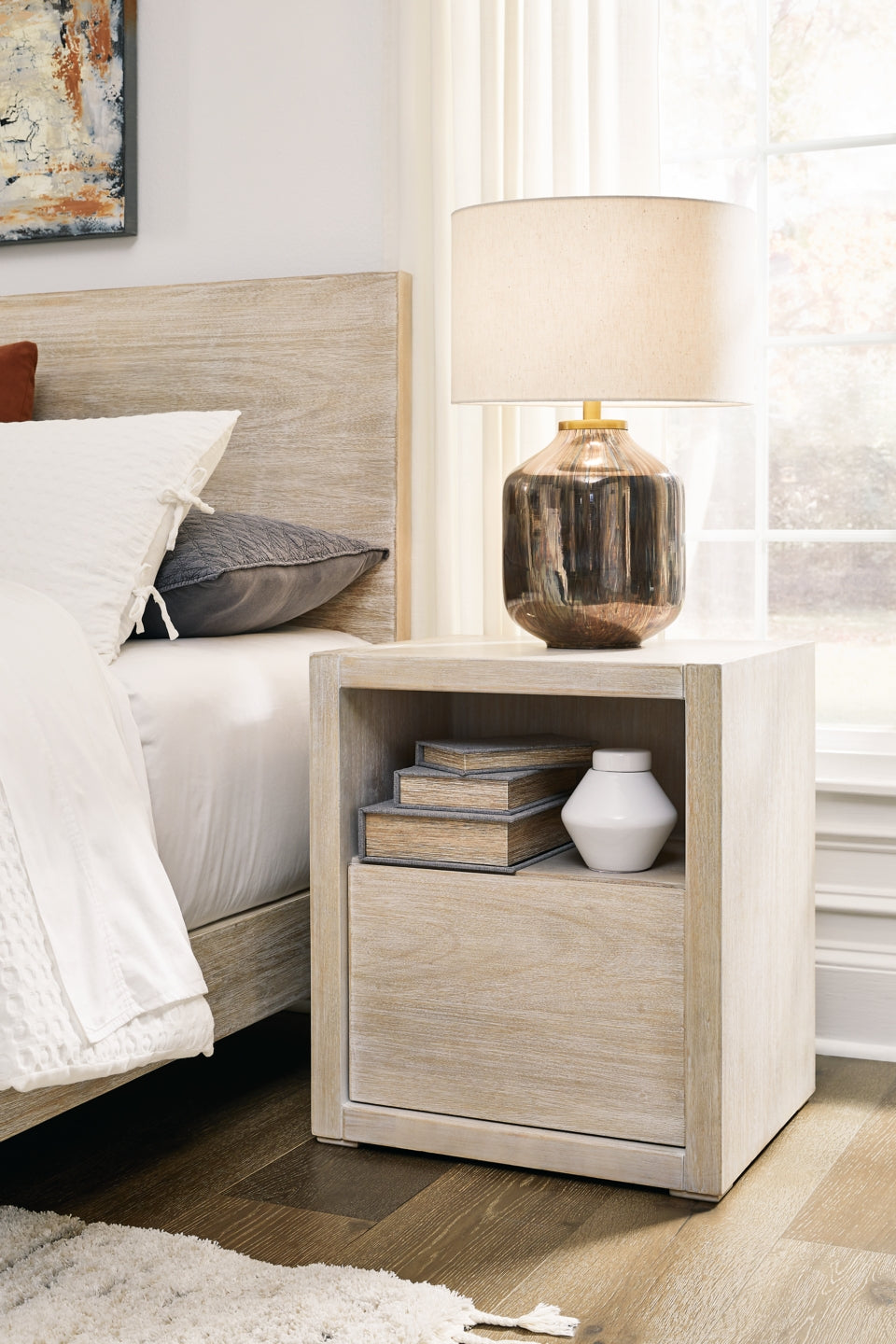 Michelia California King Panel Bed with Mirrored Dresser, Chest and Nightstand - MyWaynesHome #